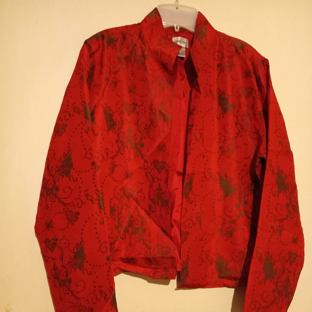 Chico's Women's Relaxed Blazer/Top Red- Size 2 open, buttonless